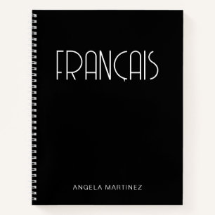 Carnet Étude de la langue française rétro noir et blanc