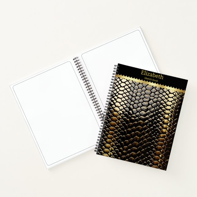 Carnet Étudier les motifs de serpent noir et or (Intérieur)