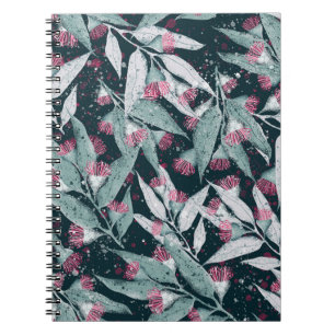 Carnet Eucalyptus feuilles : floral foncé sans soudure.