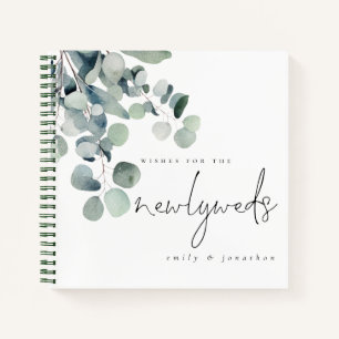 Carnet Eucalyptus moderne souhaite aux nouveaux mariés li