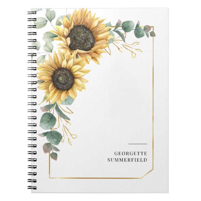 Carnet Eucalyptus tournesol floral géométrique (Devant)