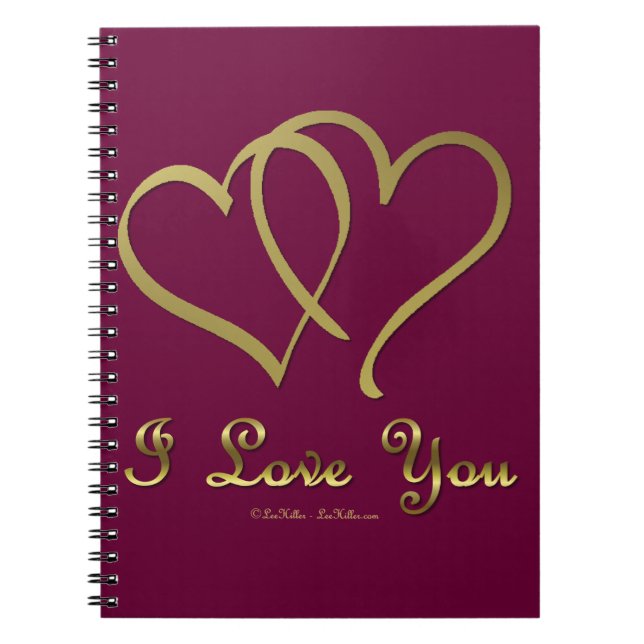 Carnet Eventré Gold Hearts i Love You (Devant)