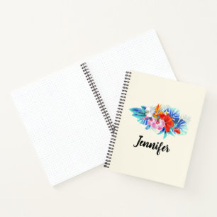 Carnet Exotic Tropical Flowers - Pink & Aquamarines