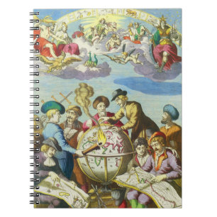 Carnet Explorateurs vintages avec carte du monde antique,
