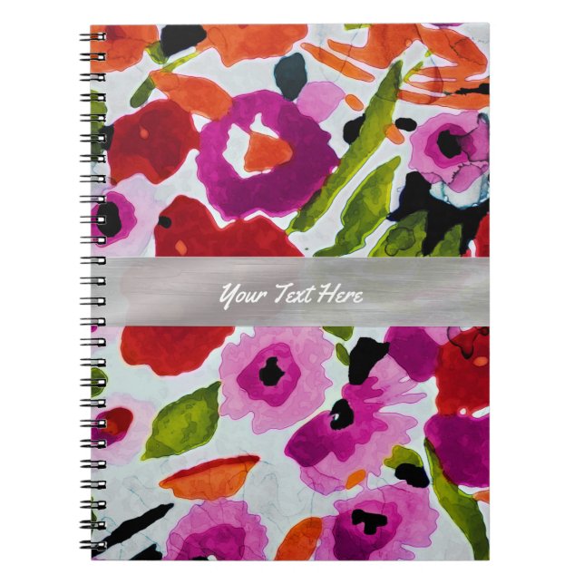 Carnet Explosion de fleurs aquarelles de couleur vive (Devant)