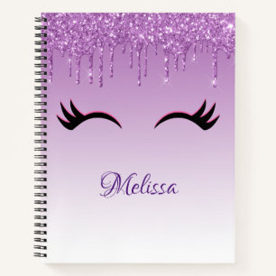 Carnet Eyelashes rose et noir élégant sur Glitte de goutt