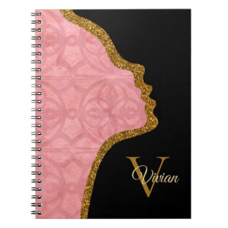 Carnet Face De Parties scintillant Noir Et Or Rose Ruddy
