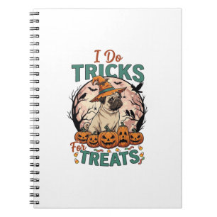 Carnet Faire des tours friandises Halloween Pug Sorcière 