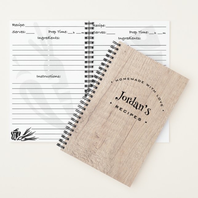 Carnet Fait maison avec Love Recette Rustique Personnalis (À l'intérieur)