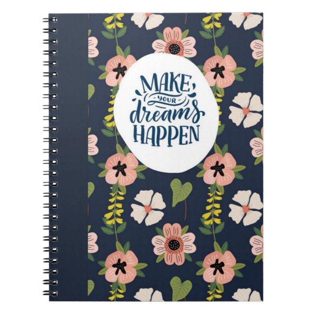 Carnet Faites vos rêves se produire - Floral bleu (Devant)