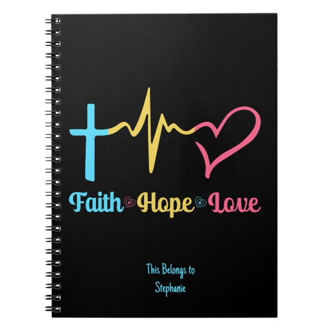 Carnet Faith Hope Love Hearts (Devant)
