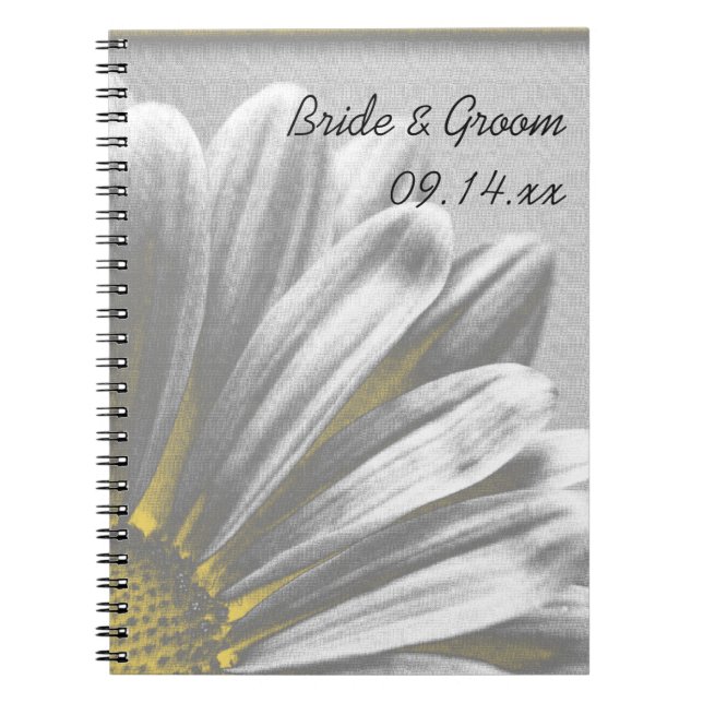 Carnet Faits saillants floraux jaunes et gris Mariage (Devant)
