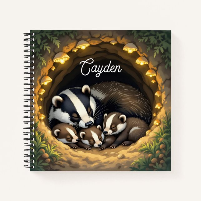 Carnet Famille Badger Cute Personnalisée (Devant)