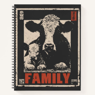 Carnet Famille de vache et de veau - Mère et bébé rustiqu
