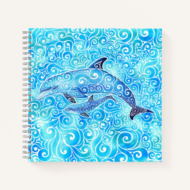Carnet Famille tourbillonnant de dauphins (Devant)