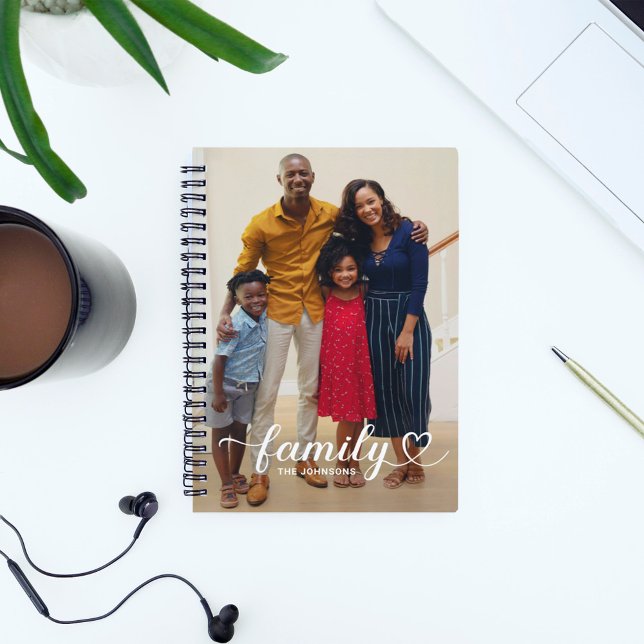 Carnet Family Love White Script Photo personnalisée (Créateur téléchargé)