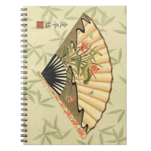 Carnet Fan de geisha avec le feuille et l'impression
