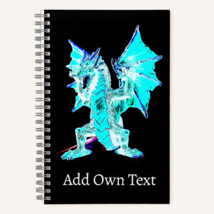 Carnet Fantaisie de Dragon Mystique Aqua Bleu Art Mythiqu