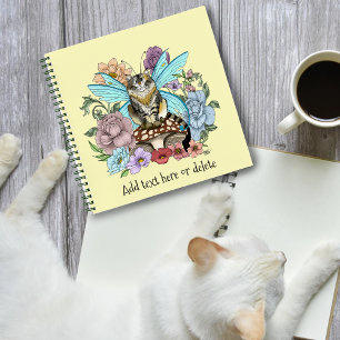 Carnet Fantaisie Pastel Chat Féerique Tigré Floral