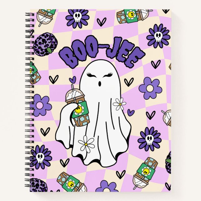 Carnet Fantôme d'Halloween Boo-Jee avec café glacé (Devant)