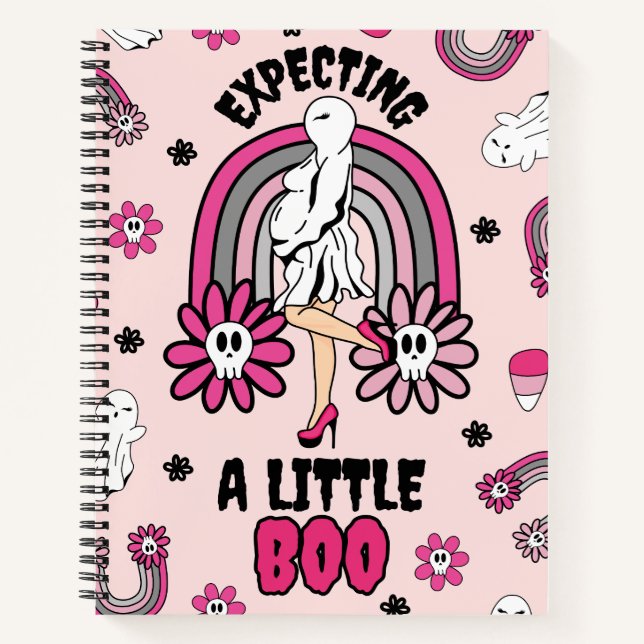 Carnet Fantôme enceinte d'Halloween avec arc-en-ciel rose (Devant)