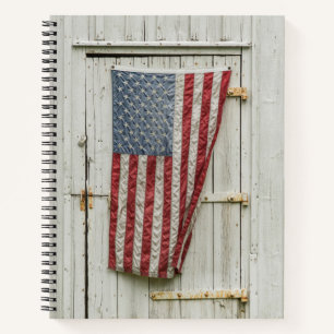 Carnet Farms White Barn Door With American Flag