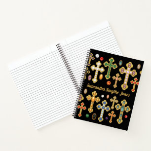 Carnet Faux Birthstone Croix et Perdre Gems sur Black