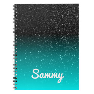 Carnet Faux Black Parties scintillant et Aqua Ombre Perso