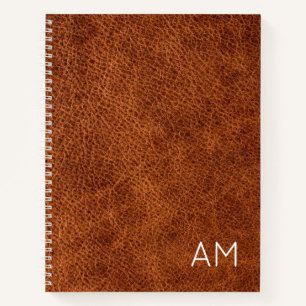 Carnet Faux Brown Cuir moderne Deux lettres Monogramme