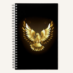 Carnet Faux Gold Foil Peace Dove en noir