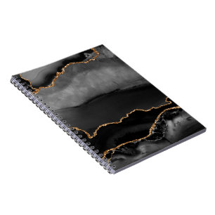 Carnet Faux Gris Marbré Agate Parties scintillant dorée P