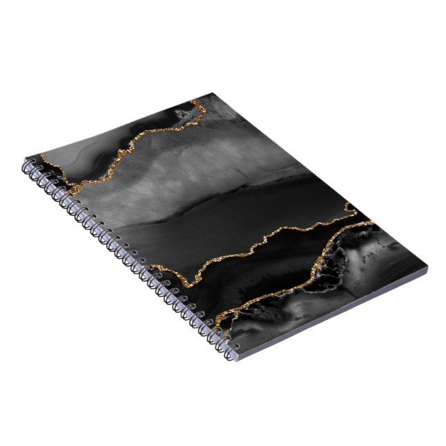 Carnet Faux Gris Marbré Agate Parties scintillant dorée P (Côté Droit)