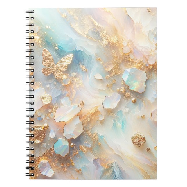 Carnet Faux Holographique Opal Moonstone Gold Butterfly (Devant)