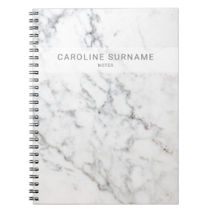 Carnet Faux Marbre blanc Texture Apparence et texte perso