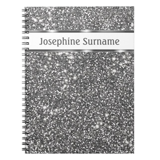 Carnet Faux Parties scintillant en argent Texture Look &  (Devant)