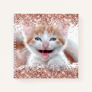 Carnet Faux rose gold pailleté brillant avec bordure à ét