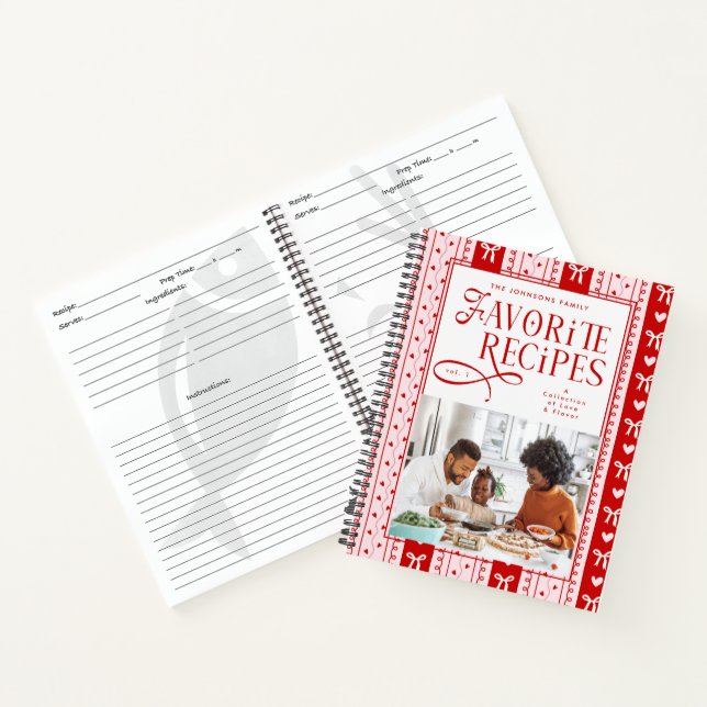 Carnet  Favorite Recipes Family Bow Coquette Stripes (Intérieur)