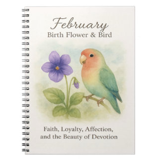 Carnet February Birthday Christian Floral Love Bird 
