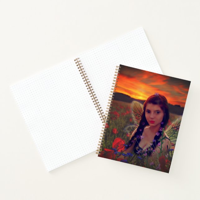 Carnet Fée au coucher du soleil dans un champ de pavots I (Intérieur)