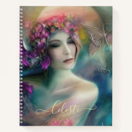 Carnet Fée Dans Le Jardin Fleur Aquarelle
