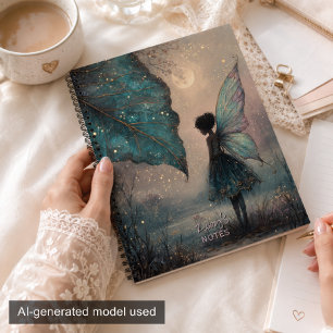 Carnet Fée de feuille enchantée au clair de lune Aquarell