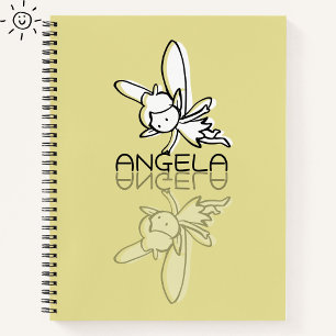 Carnet Fée jaune réflexion Doodle Nom personnalisé
