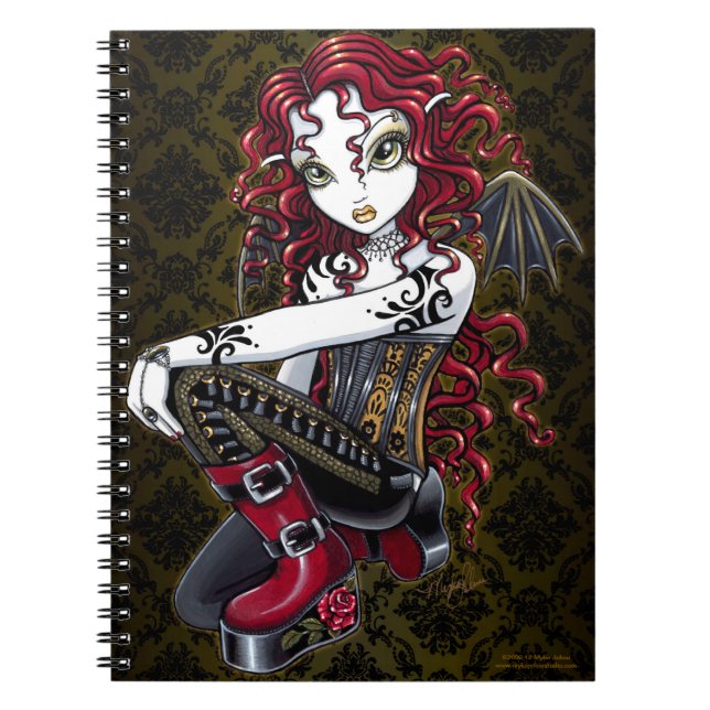 Carnet féerique rouge de tatouage tribal gothique (Devant)