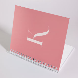 Carnet Feminine personnalisée Nom initial Blush Pink Typo