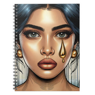 Carnet Femme assez triste avec une larme d'or