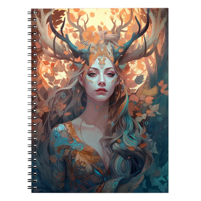 Carnet Femme Avec Antlers Imaginaire Art (Devant)