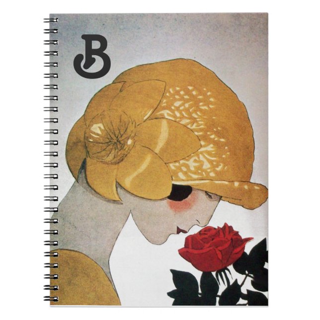 CARNET FEMME AVEC MONOGRAMME ROSE ROUGE (Devant)
