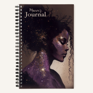 Carnet Femme des étoiles violet et Brown petit couverture