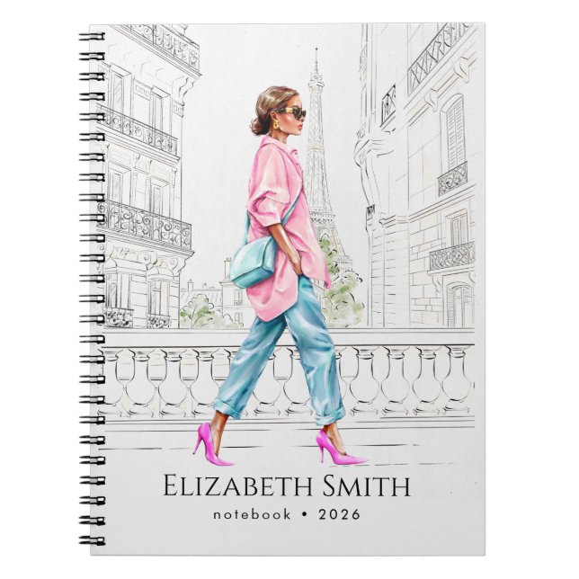 Carnet Femme Élégante de Mode Marchant  (Devant)