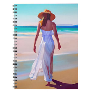 Carnet Femme en blanc sur la plage